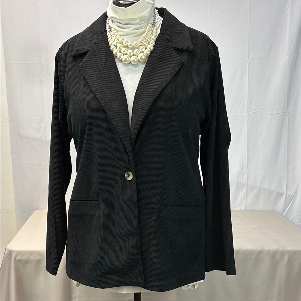 Savanah Jane Black Cordouroy Blazer Sz 2x